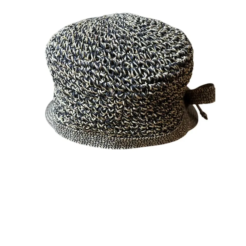 Scala | Hat Front Rimmed with Bow.  Natural Paper & Nylon